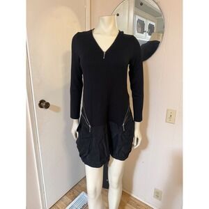 Unique Comfy USA Funky Black Jersey and Nylon Tunic Mini Dress Gen XS